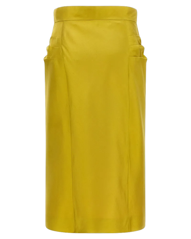 Valentino Garavani Women's Bicolor Silk Midi Skirt Yellow