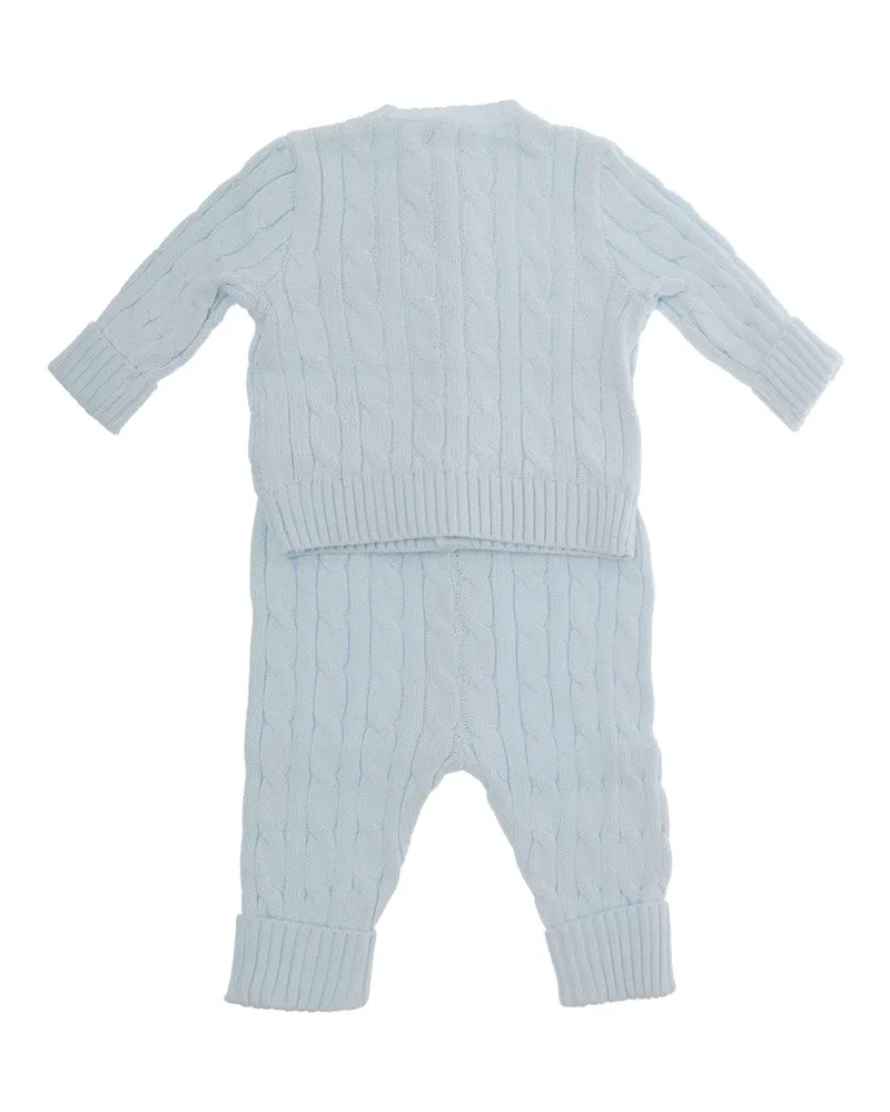 Ralph Lauren Cable-Knit Cotton Cardigan — Light Blue Light