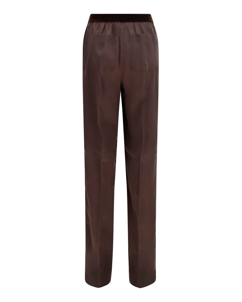 Tom Ford Women's Stretch Silk Satin Pants Espresso Silk; Elastane Trousers Brown
