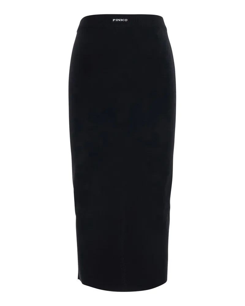 Pinko Ribbed Tech Fabric Skirt — Black Black