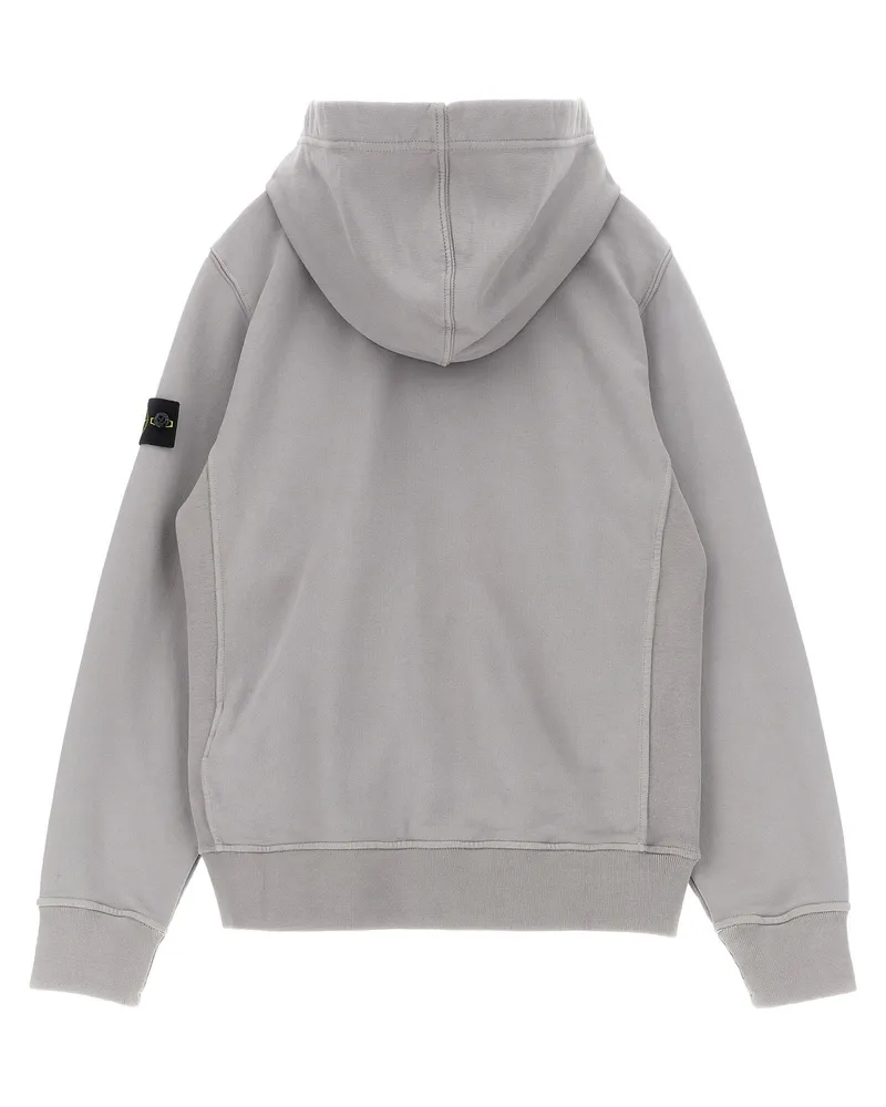 Stone Island Badge Logo Cotton Hoodie — Gray Gray