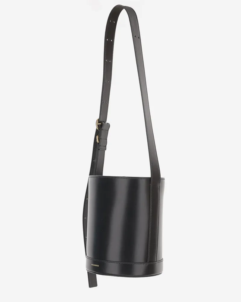 Jil Sander Women's Leather Bucket Bag Black Calfskin Shoulder Black