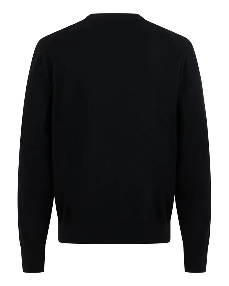 HUGO BOSS Men's Crew Neck Sweater Black Virgin Wool Sweatshirts Black