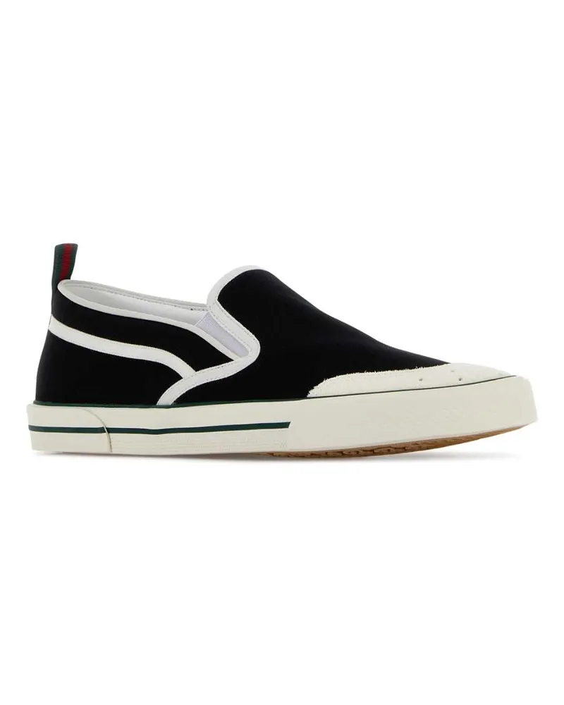 Gucci Men's Black Canvas Slip Ons Blackgwgwgwgwvr T Cotton Sneaker Black