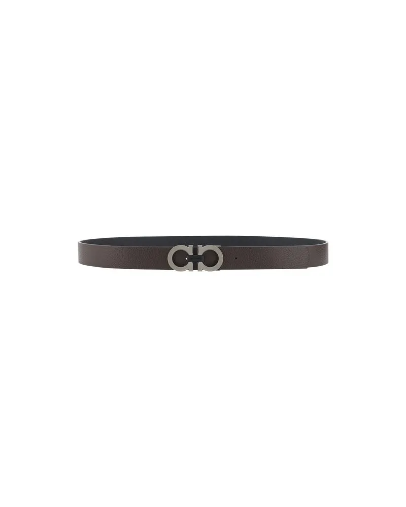 Ferragamo Men's Black Calf Leather Bos Taurus Regular Belt Black