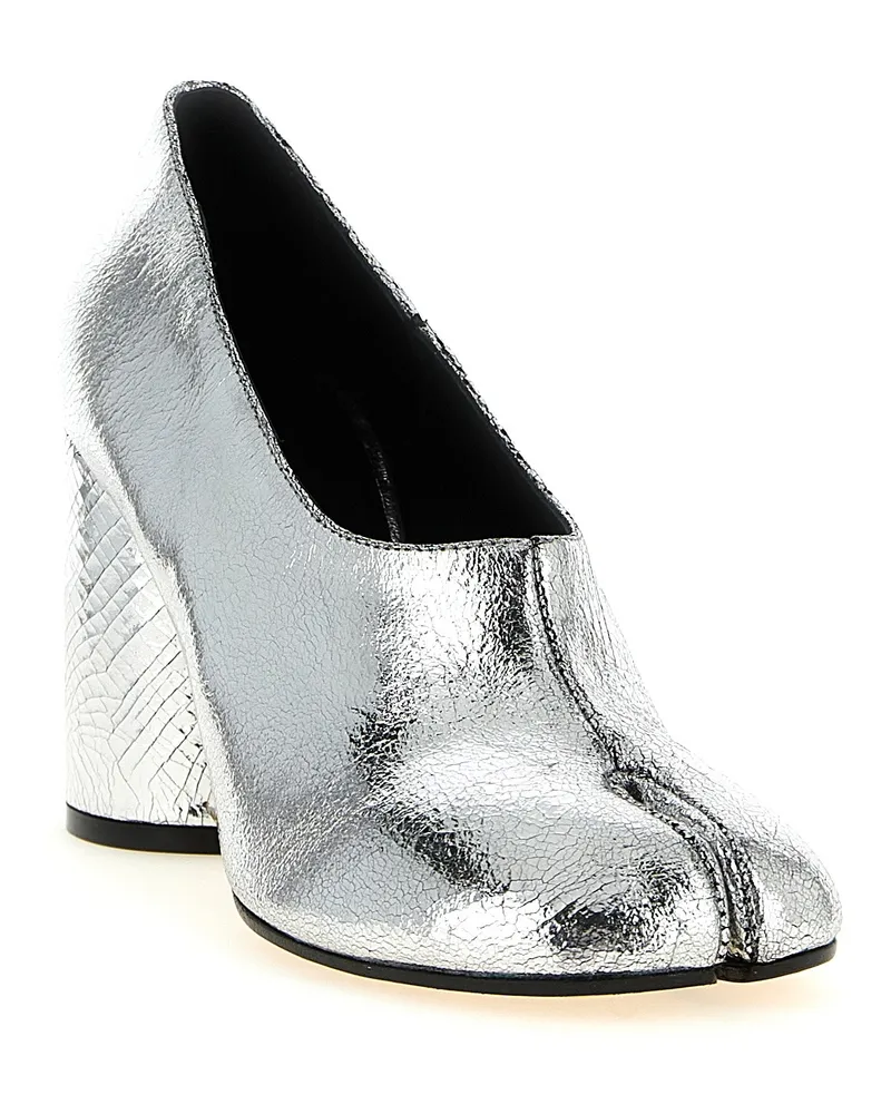 Maison Margiela Women's Silver Calfskin Mid Heel Pumps Silver