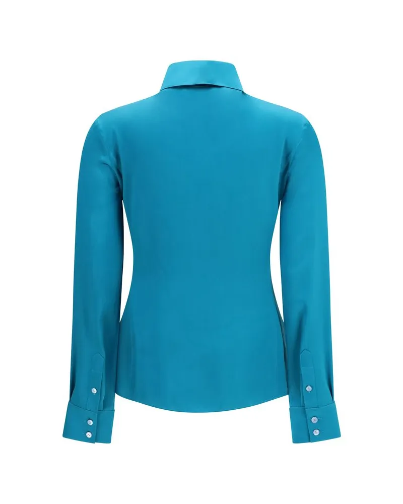 Gucci Women's Blue Silk Dress Shirt Blue