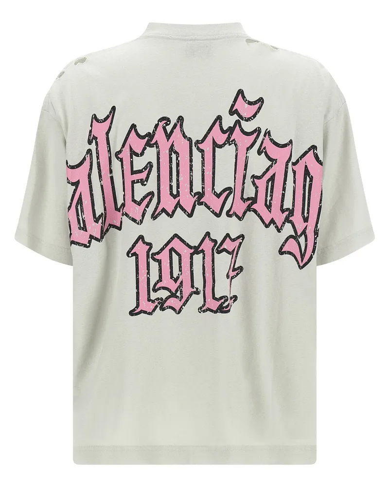 Balenciaga Blackletter Script Print T-shirt — cream Cream