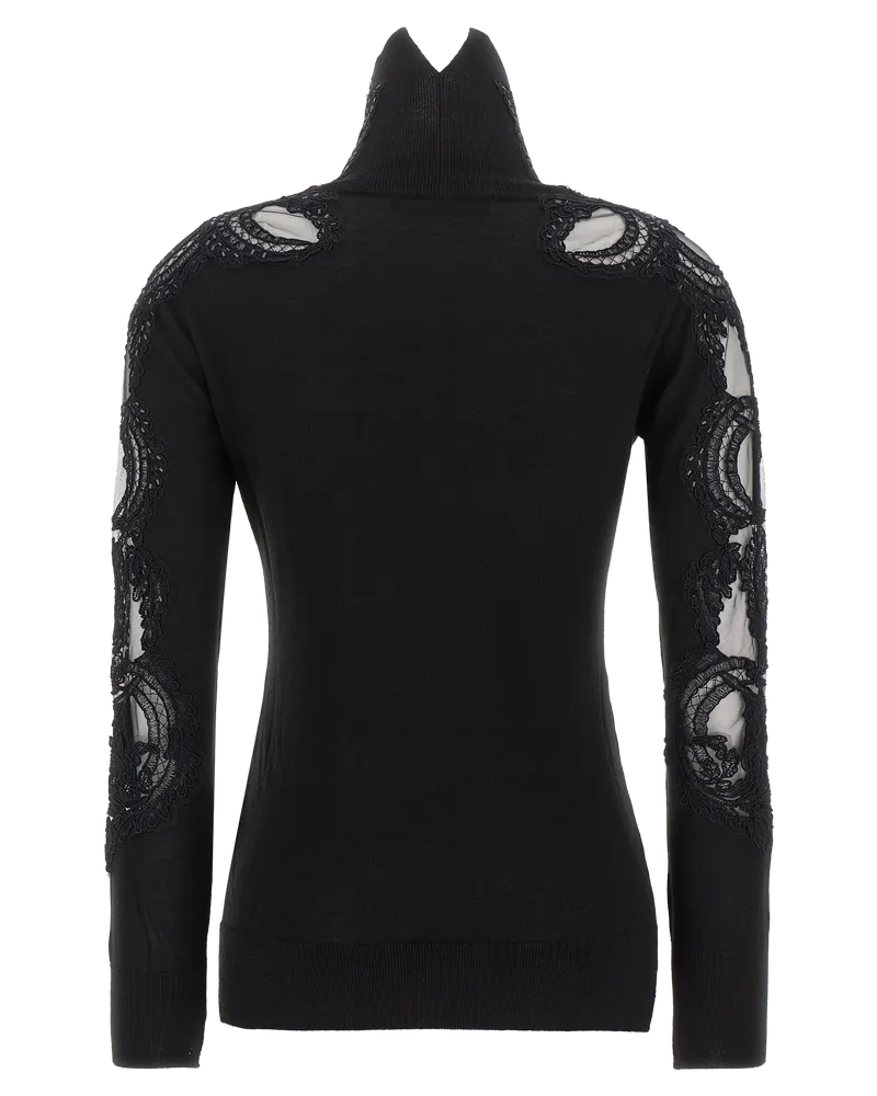 Ermanno Scervino Mesh & Lace-Embroidered Sweater — Black Black