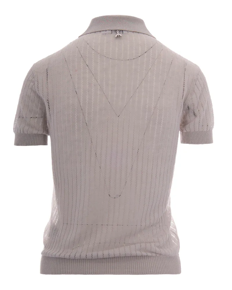 Patrizia Pepe Women's Polo Shirt Jacquard Fresh Grey Jumpers Sweater Gray