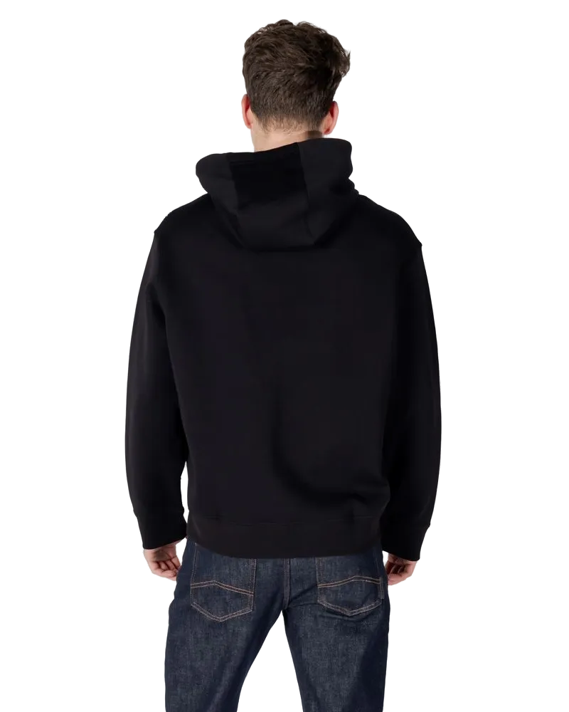 Armani Exchange Logo-Embroidered Cotton Hoodie — Black Black