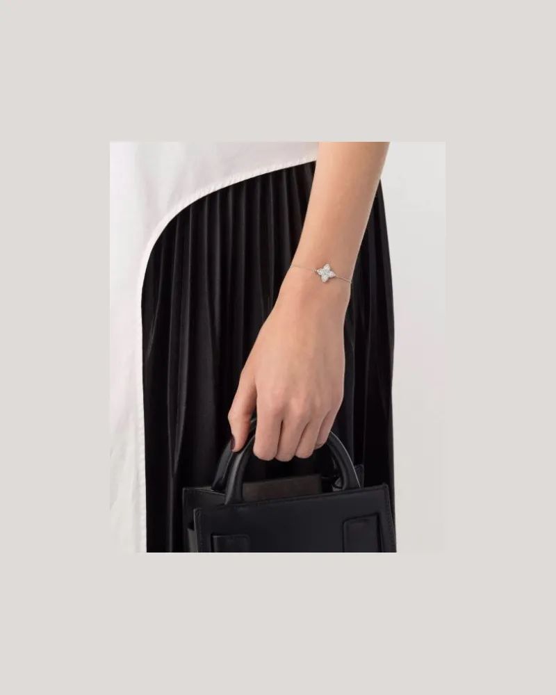 Roberto Coin Women's 18kt White Gold Princess Flower Diamond Bracelet Continuty White