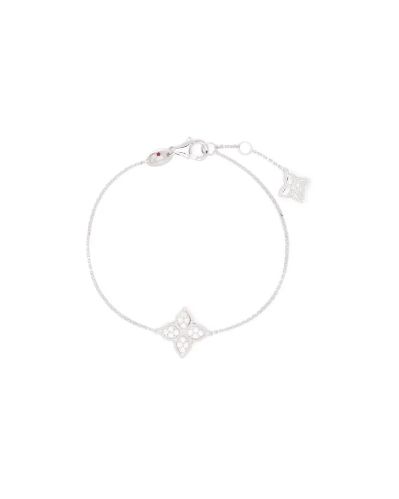 Roberto Coin Women's 18kt White Gold Princess Flower Diamond Bracelet Continuty White