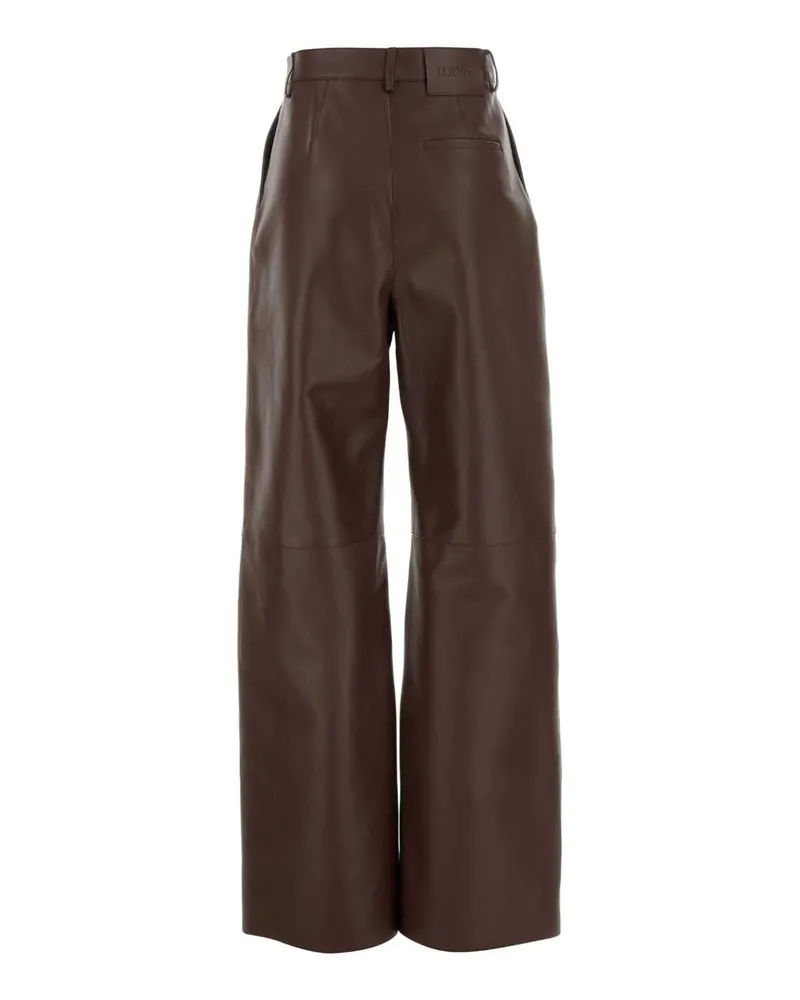 Loewe Women's Chocolate Nappa Leather Pant Chocolatebrown Exterior: Lamb Pantaloni Brown
