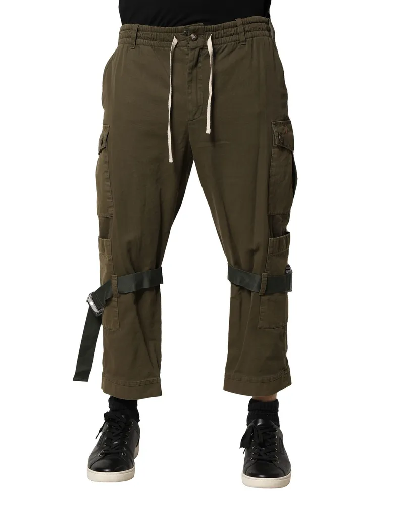 Dolce & Gabbana Men's Brown Cotton Cargo Drawstring Pants Elastane Brown