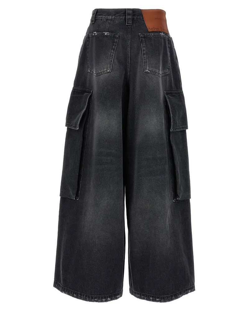 Palm Angels Oversized Cargo Denim Cargo Pants — Black Black