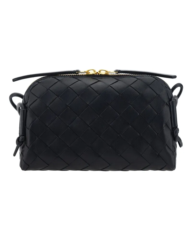 Bottega Veneta Women's Concert Shoulder Bag Black-Gold Calf Leather Make Up Black/gold Black