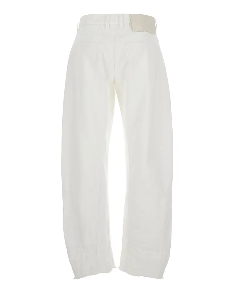 Jil Sander Women's White Denim Jeans With Logo Patch Cotton White