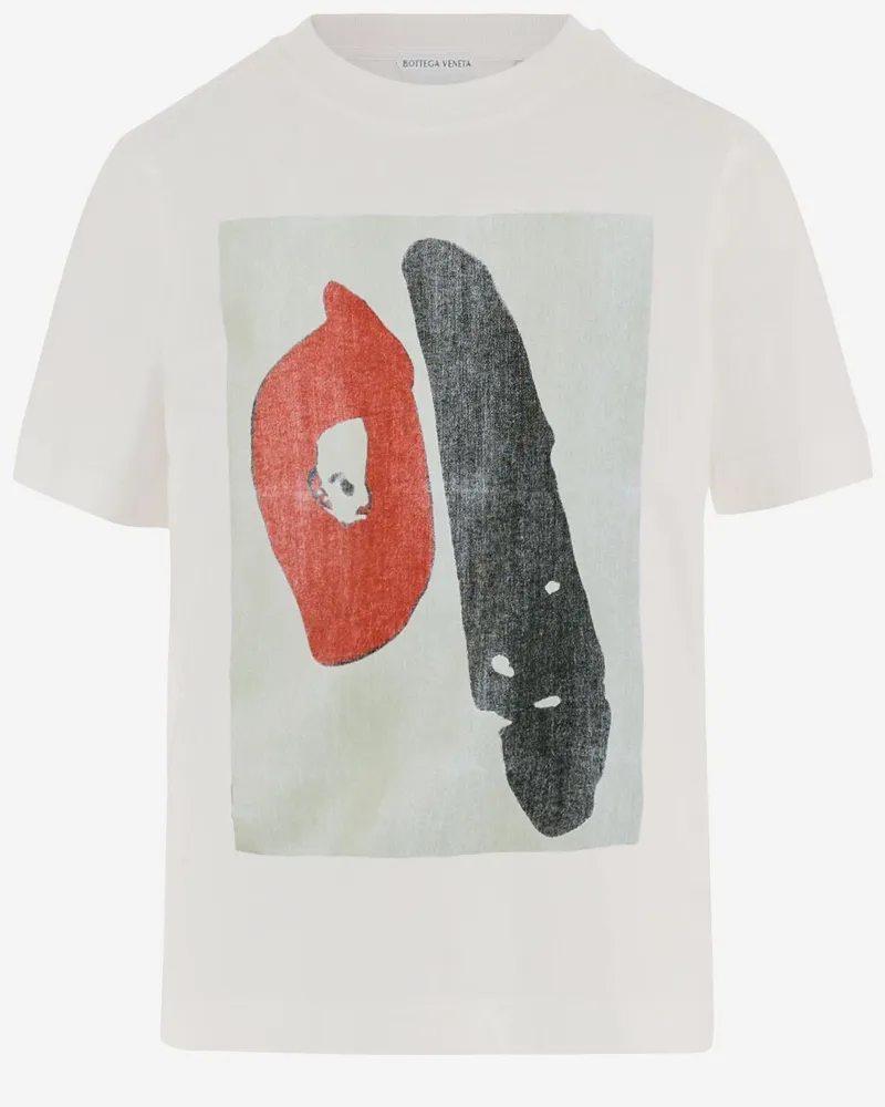 Bottega Veneta Cotton with Front Print T-Shirt — White White