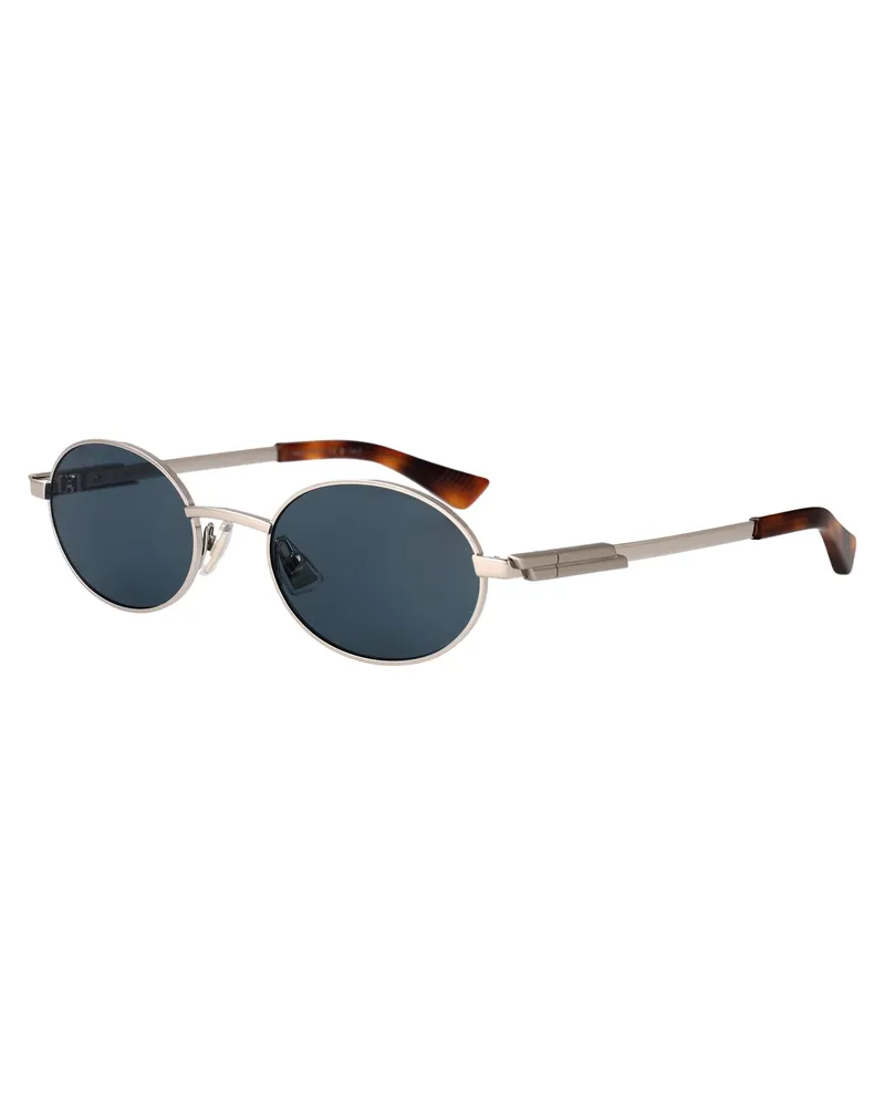 Bottega Veneta BV1470S Silver Metal Oval Sunglasses — Silver Silver
