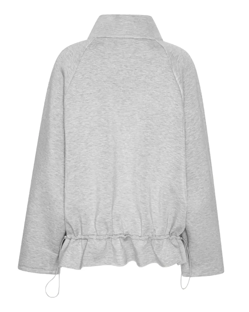 ROTATE Birger Christensen Women's Sweatshirt Scuba Half Zip Light Grey Melange No Lining Sweatshirts Sweater Gray