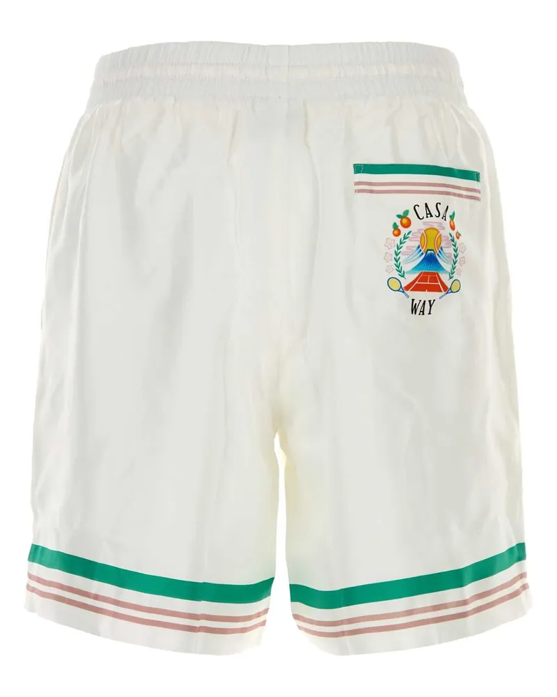 Casablanca Paris Men's White Satin Bermuda Shorts Casaway Main: Silk Lining: Polyester White
