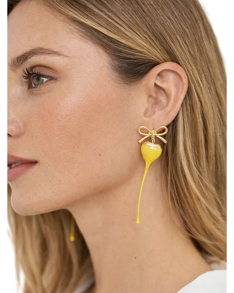 OTTOLINGER Women's Bow-Heart Earrings Gold Metal Gold