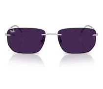RB3768003MH Metal Square Sunglasses — Silver