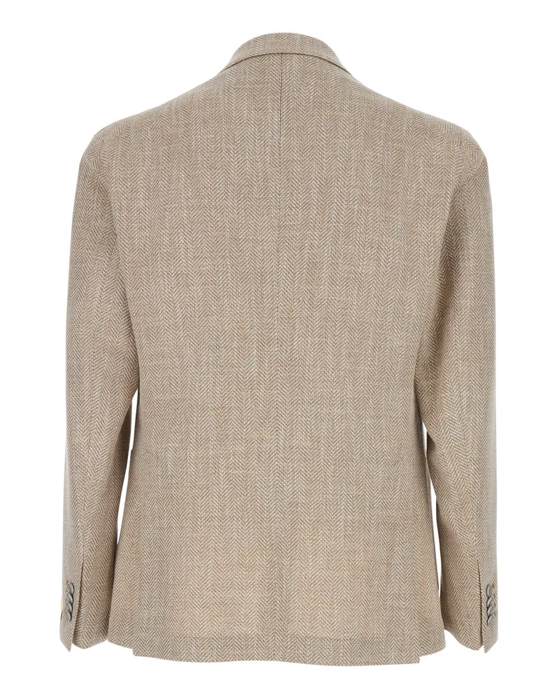 Tagliatore Men's Single-Breasted Jacket, Beige Wool Virgin Blazers Beige