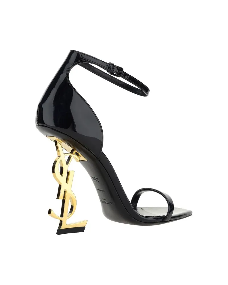Saint Laurent Women's Black Calf Leather Bos Taurus Stiletto Heel Sandals Black