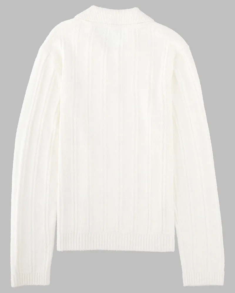 Casablanca Paris Bouclé Knit Polo Shirt — White White