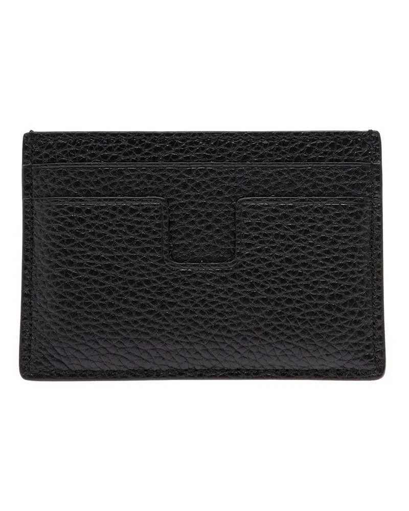 Tom Ford Men's Card Holder Black Grained Leather Calfskin Accessory Black