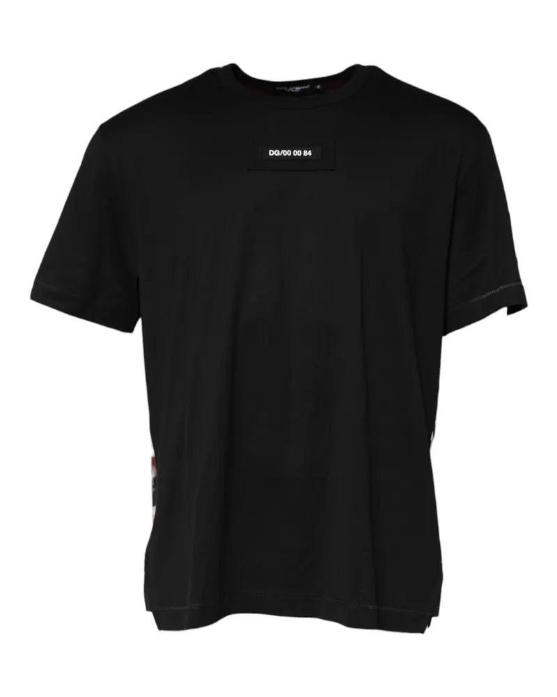 Dolce & Gabbana Men's Multicolor Camouflage Crew Neck T-Shirt Cotton Nylon Black