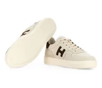 Logo-Patch Suede Sneakers — Beige