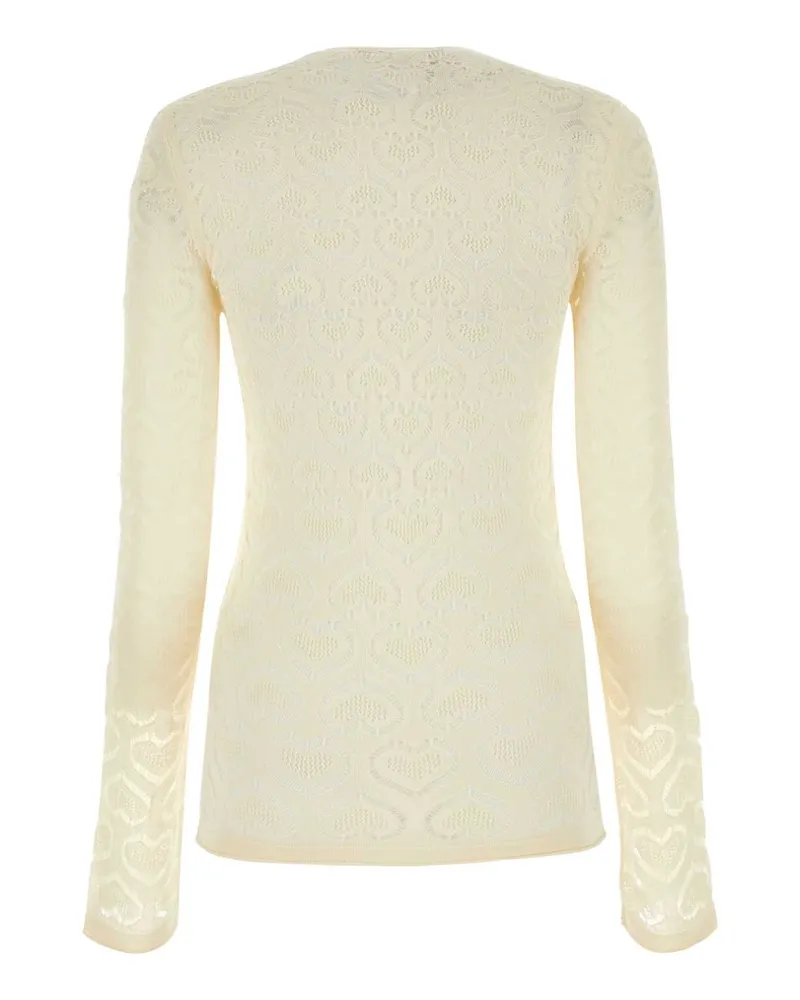 Marco Rambaldi Women Ivory Lace Top White Exterior: Viscose Nylon Maglie Ivory