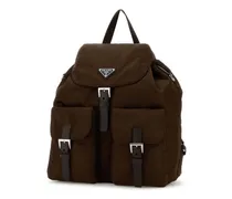 Women's Padded Nylon Backpack Brown Polyamide Riciclata Calfskin