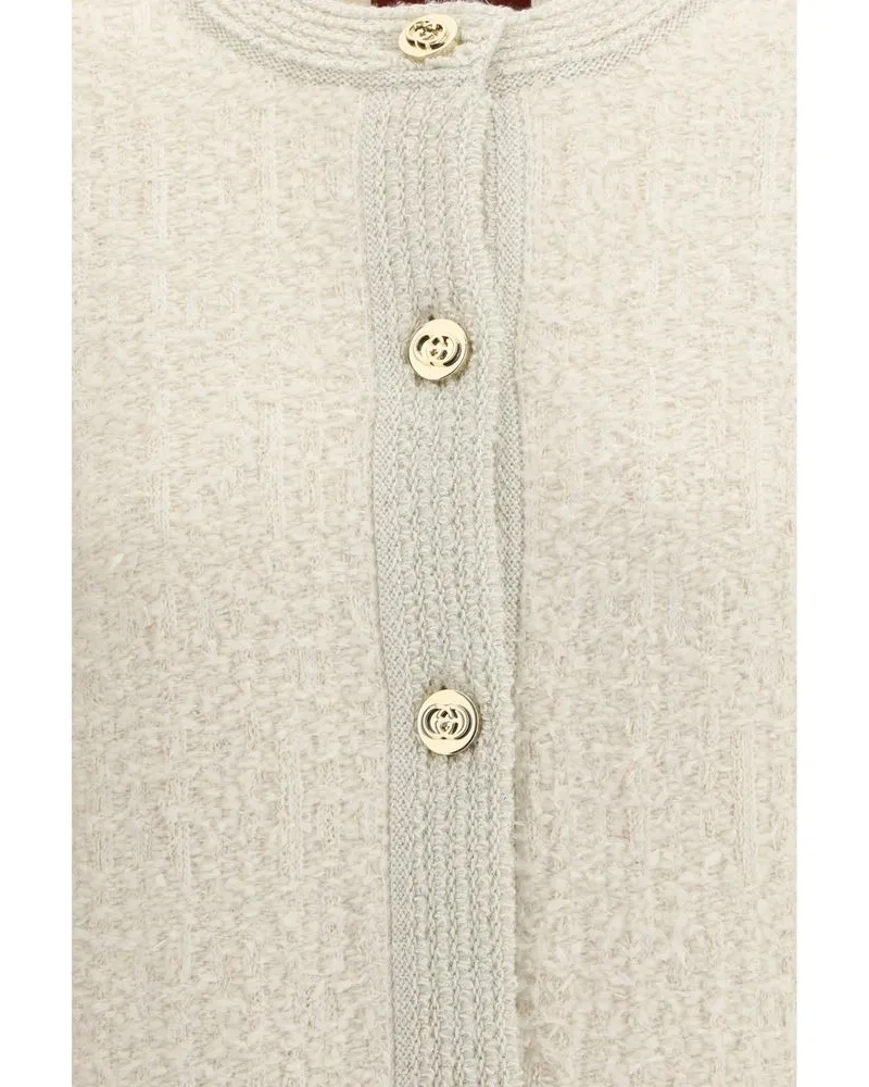 Gucci Bouclé Lamé Wool Cardigan — Beige Beige