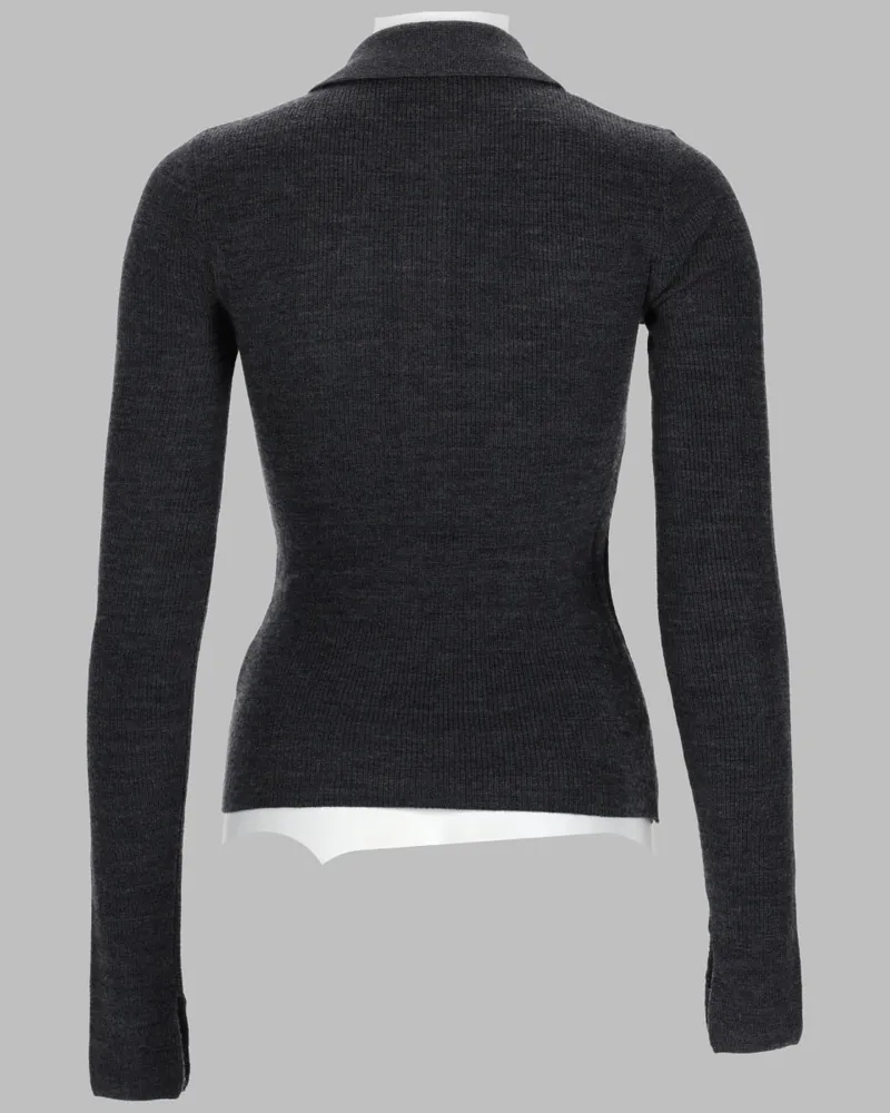 Ganni Argyle Wool Blend Sweater — Gray Gray