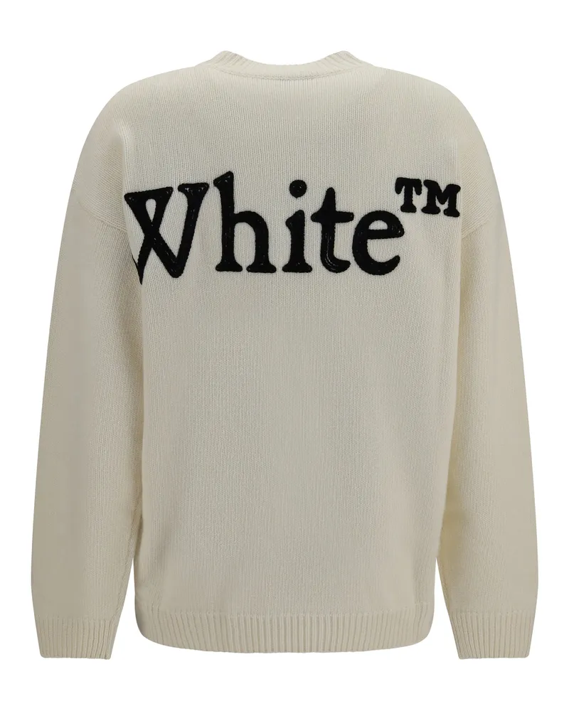 OFF-WHITE Women's Bookish Shared Crewneck Sweater Ivory Black Ivory