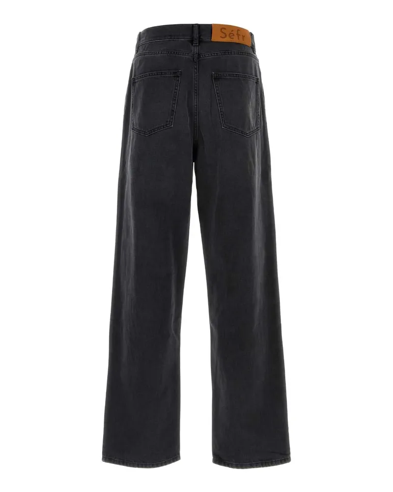 Séfr Men's Black Denim Jeans Creasedblack Exterior: Cotton Black
