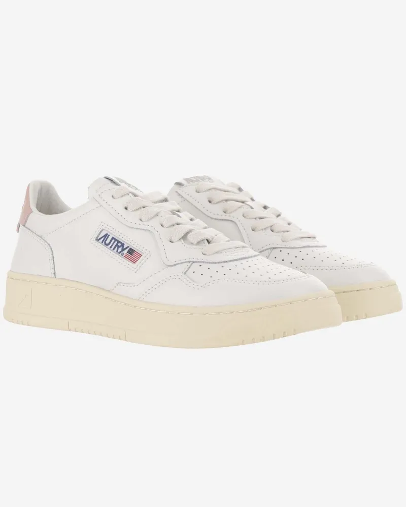 AUTRY Women's Sneakers Medalist Low Pink Leather Trainers White