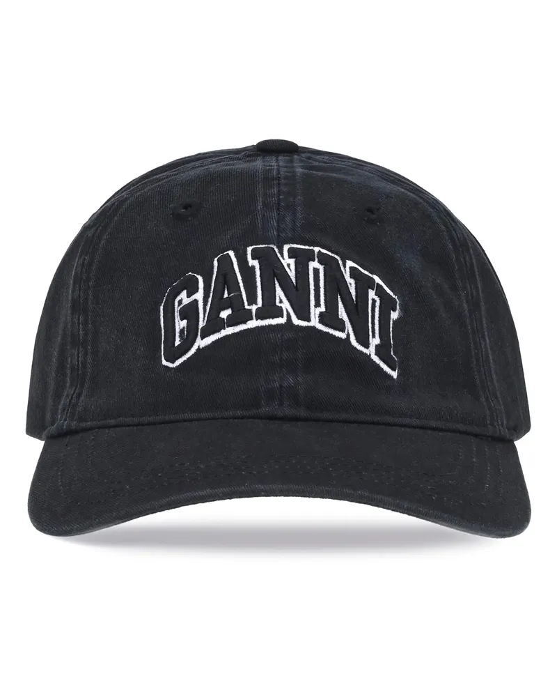 Ganni Women's Logo Baseball Cap Black Cotton Hats E Hairbands Black