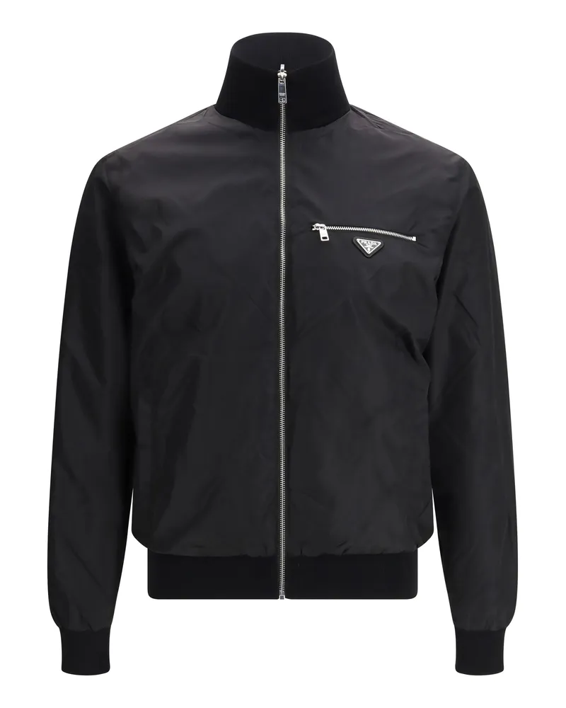 Prada Men's Reversible Wool And Re-Nylon Jacket Nero Black