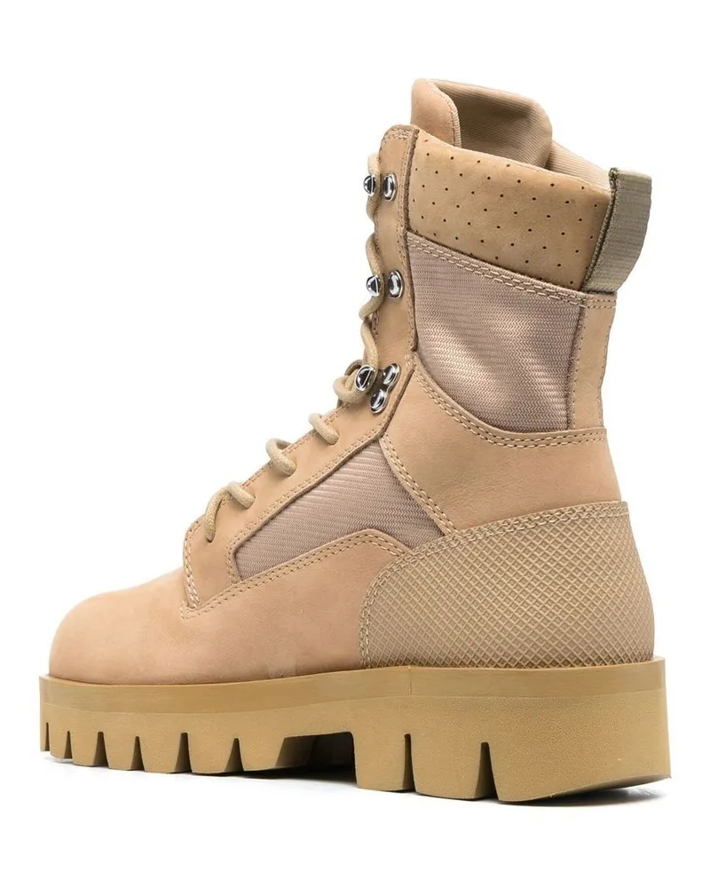 Heron Preston Women's Lace-Up Military Boot Beige Leather Suede Beige
