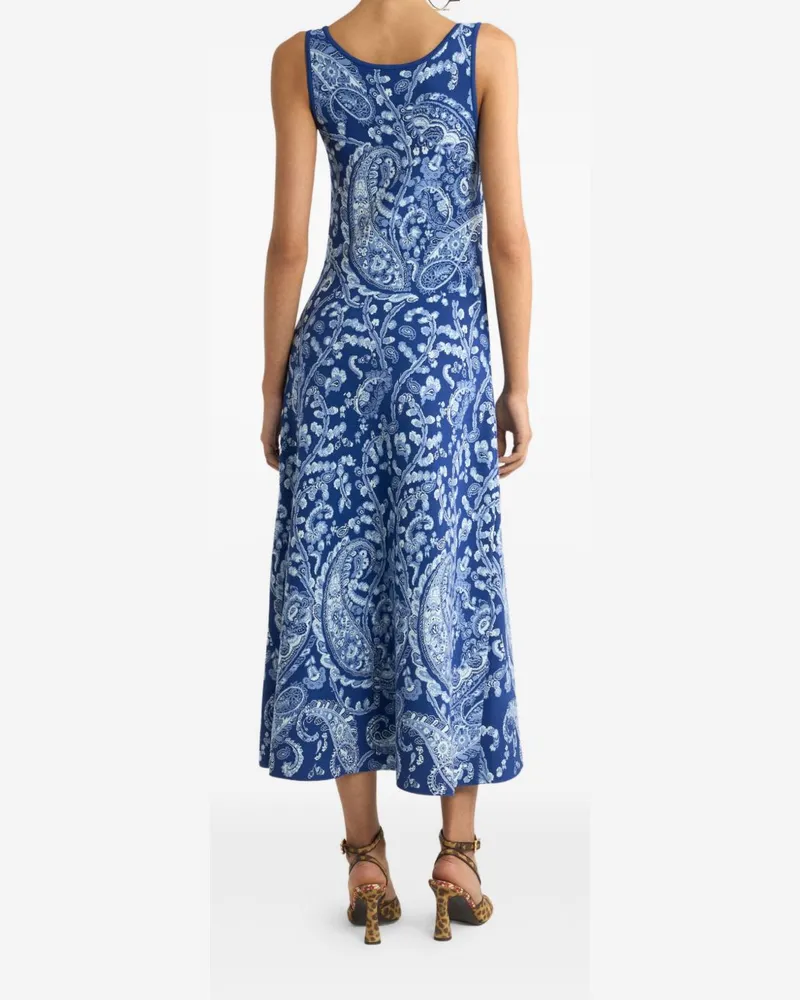 Etro Women's Midi Dress Blue Viscose Blue