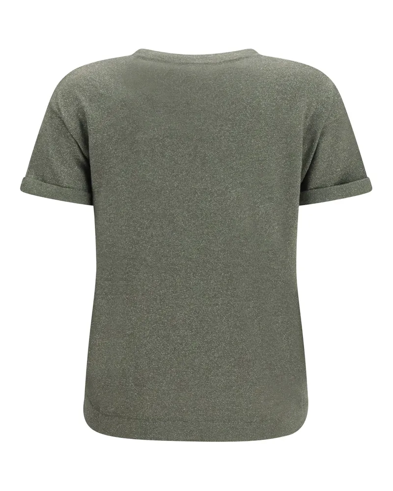 Brunello Cucinelli Cashmere Blend with Glitter Effect T-Shirt — Green Green