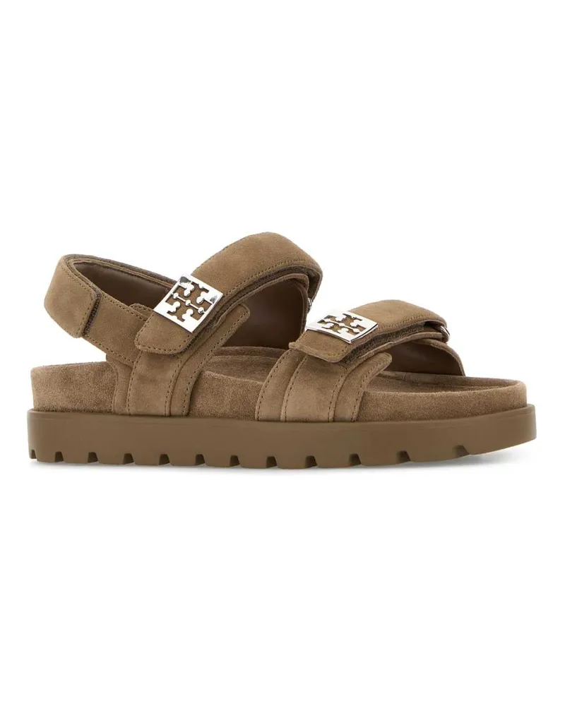 Tory Burch Women's Cappuccino Suede Mellow Sandals Grey Sandali Brown