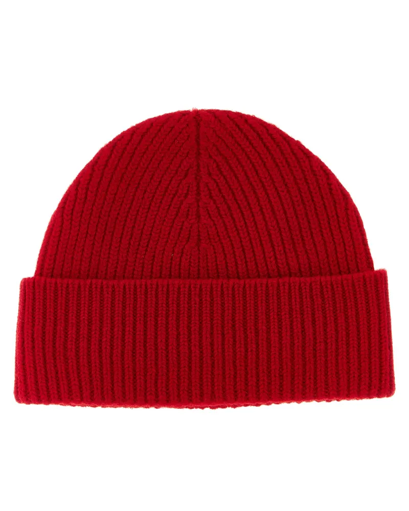 AMI Paris AM344966BM Ribbed Wool Beanie — Red Red