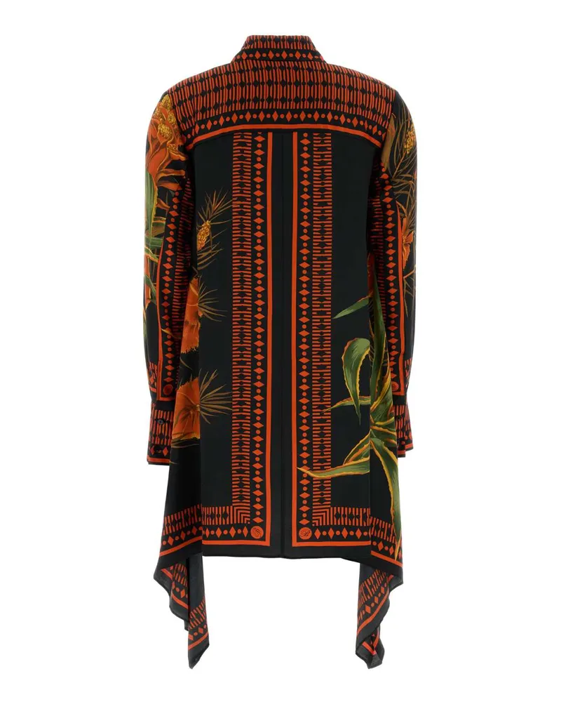 Blumarine Women's Printed Twill Shirt Dress Multiblackorange Exterior: Viscose Abiti Black