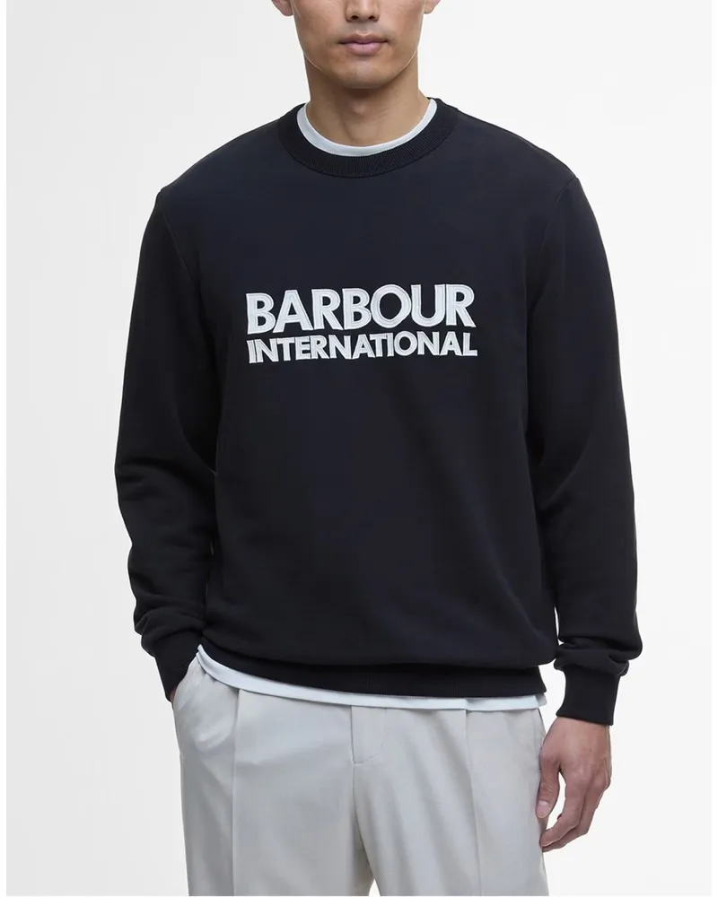 Barbour Men's Jason Logo Technique Crew Sweatshirt Black Clothing > Knitwear Black
